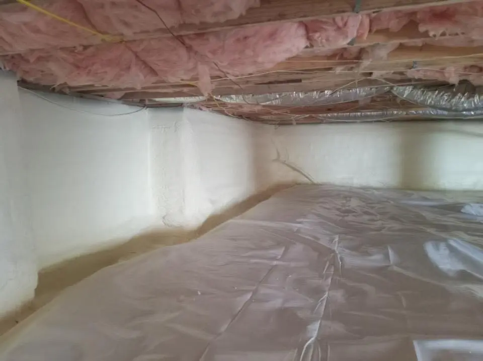 Crawl space encapsulation with closed-cell spray foam for Metal Roof Coating in Loudon